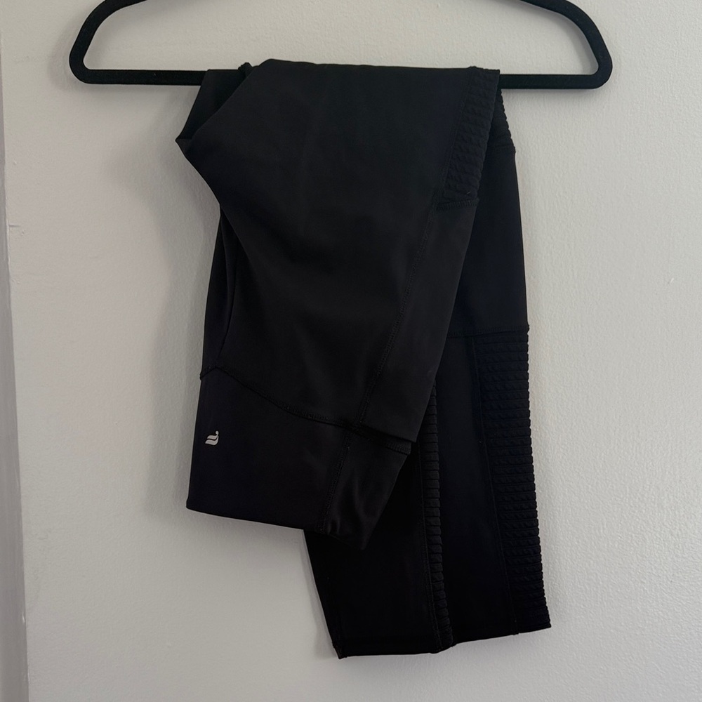 Black Fabletics Leggings with Pockets and Side Ruffles